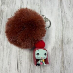 Brown Pom Pom Keychain with Character Charm